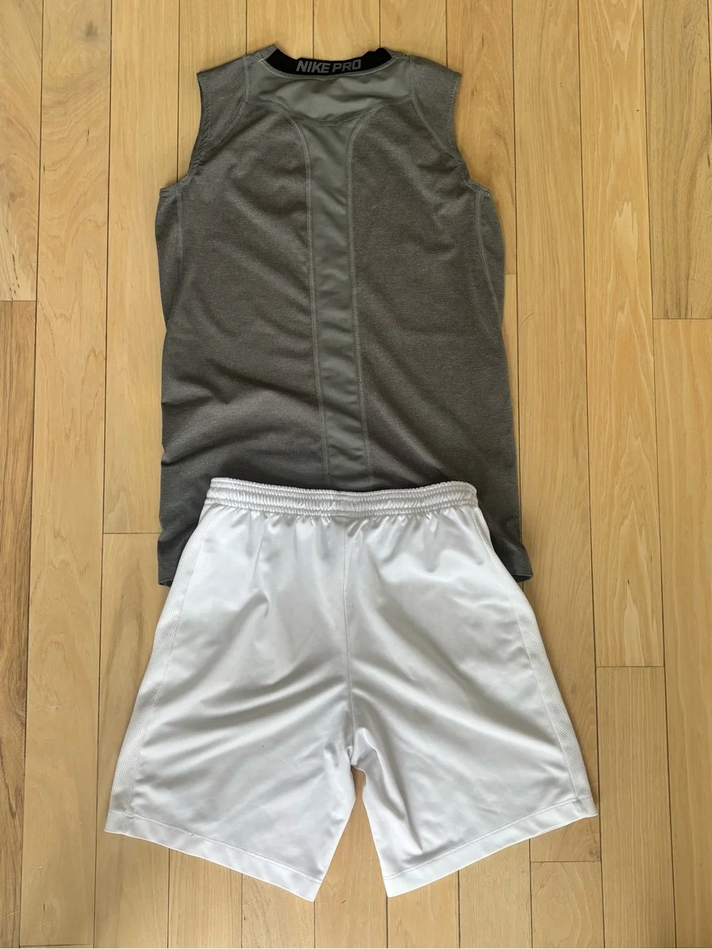 Nike YOUTH LARGE Gray Tank Top & White Athletic Shorts Set